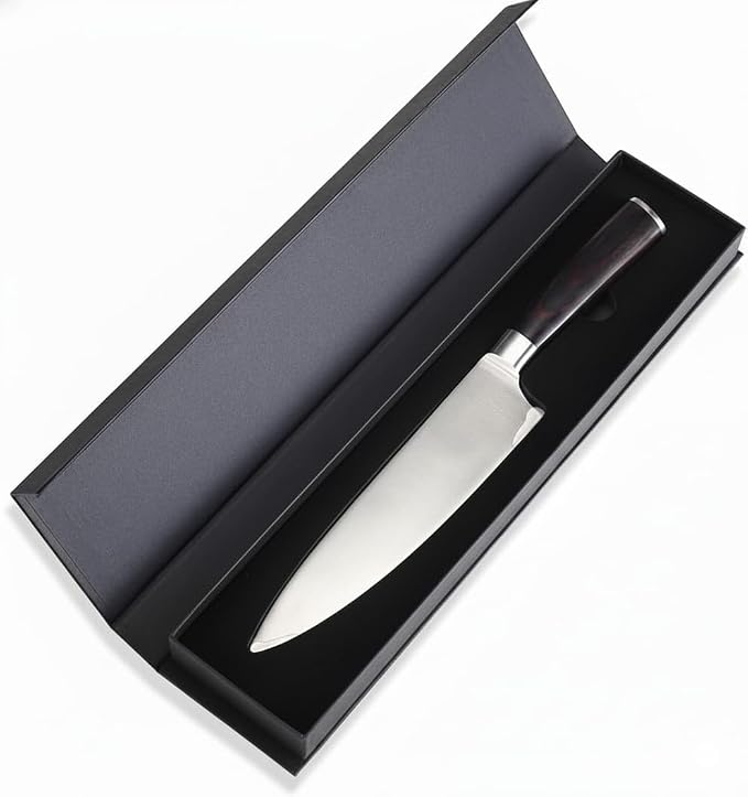 8-Inch Gyuto Chef Knife – High Carbon Stainless Steel Kitchen Knife with Comfortable Wood Handle