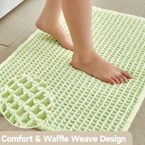 TYUU Waffle Runner Rug Bathroom, Long Boho Bath Mat, 72x24 Pale Green