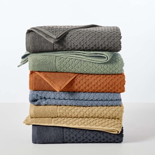 Great Bay Home Bath Towels - 100% Cotton 4 Pack 54x27 Bath Towel Set - Absorbent, Durable, Quick-Dry Towels for Bathroom (Eucalyptus)