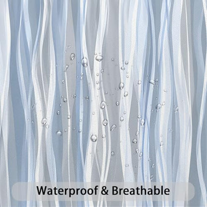 Moonslim Blue Grey Ombre Shower Curtain, Modern Wavy Abstract Striped Line Bathroom Curtain, Waterproof Fabric Bath Decor, 72 x 72 Inch