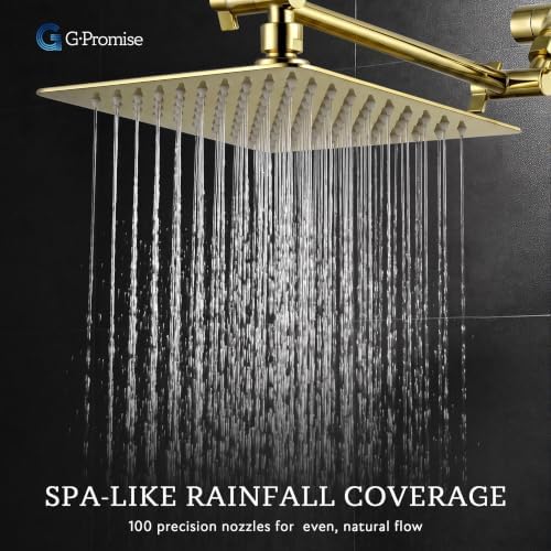 G-Promise All Metal 8" Rain Shower Head with Handheld for Bathroom Upgrade