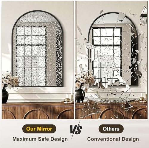 AMOISE Arched Bathroom Mirror for wall, 2Pack 36"x24" Vanity Mirror, Black