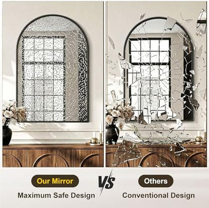 AMOISE Arched Bathroom Mirror for wall, 2Pack 30"x20" Vanity Mirror, Black
