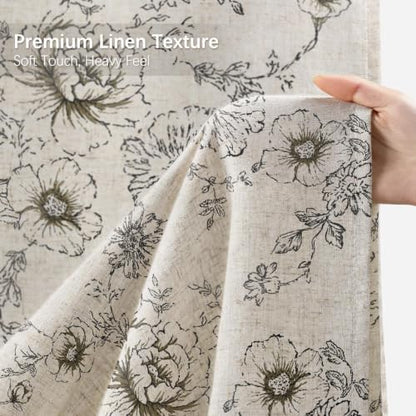 Farmhouse Floral Vintage Shower Curtain for Bathroom, Black and Tan Taupe