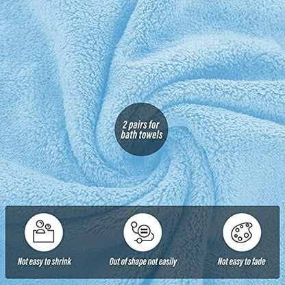 MOONQUEEN 2 Pack Premium Bath Towel Set - Quick Drying - Microfiber Coral Velvet Highly Absorbent Towels - Multipurpose Use as Bath Fitness, Bathroom, Shower, Sports, Yoga Towel (Aquamarine)