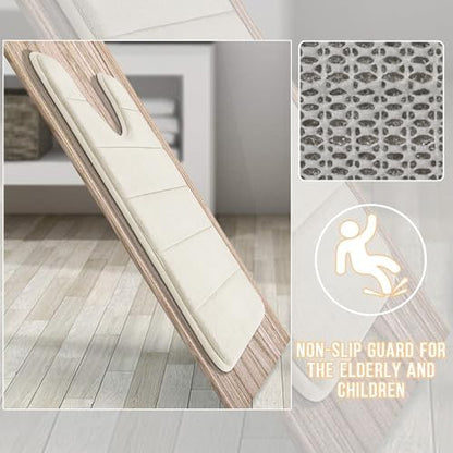 Yimobra Memory Foam Toilet Bath Mat U-Shaped, Commode Contour Rug, Soft and Comfortable, Super Water Absorbent, Non-Slip, Thick, Machine Wash Bathroom Commode Contour Rug, 24 X 20 Inches, Cream