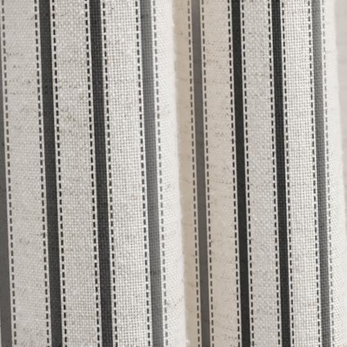 Farmhouse Striped Shower Curtain Black Vintage Linen Curtain 72"W X 72"L