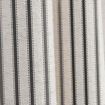 Farmhouse Striped Shower Curtain Black Vintage Linen Curtain 72"W X 72"L