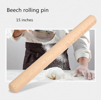 Rolling Pin,Baking Dough Roller for Dumpling, Tortilla,Pizza, Pie, Bread, Pastry.（15inch ）
