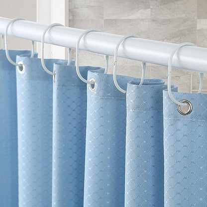 Goowin 24 Pcs Shower Curtain Rings, Shower Curtain Hooks, Oval Snap Shower Rings for Curtain, Metal Shower Curtain Rings Rust Proof, Glide Smoothly Shower Hooks for Shower Curtain Rod (White)