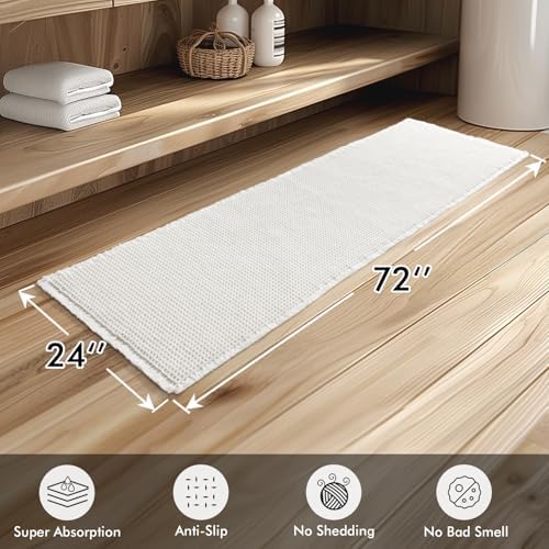 MIULEE Set of 2 Waffle Bathroom Runner Rugs White 2'x6'(24"x72")