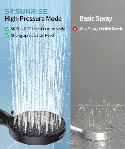 SR SUN RISE Filtered Shower Head with Handheld High Pressure 9 Spray Mode Showerhead Detachable Shower Head Water Softener Filters Beads for Hard Water Remove Chlorine 4 Filters Matte Black