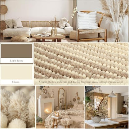 BSICPRO Bathroom Rugs, 17x24 Chenille Bath Mats, Tan