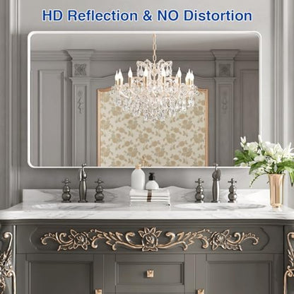 WEER White Bathroom Vanity Mirror 50x30 Inch