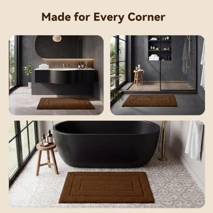 GRANNY SAYS Brown Bathroom Rug 24" x 16", Non-Slip Microfiber Bath Mat