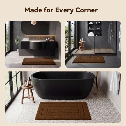 GRANNY SAYS Brown Bathroom Rug 32" x 20", Non-Slip Microfiber Bath Mat