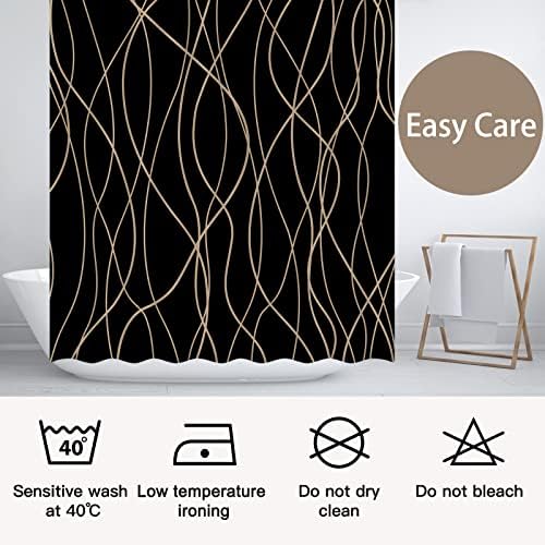 Striped Shower Curtain for Bathroom, Black Brown, 72" W x 72" L
