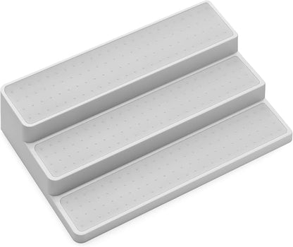 madesmart Shelf Organizer - White | CABINET COLLECTION | 3-Tier Cabinet, Pantry, or Countertop Organizer | Soft-grip Lining and Non-slip Fee | BPA-Free
