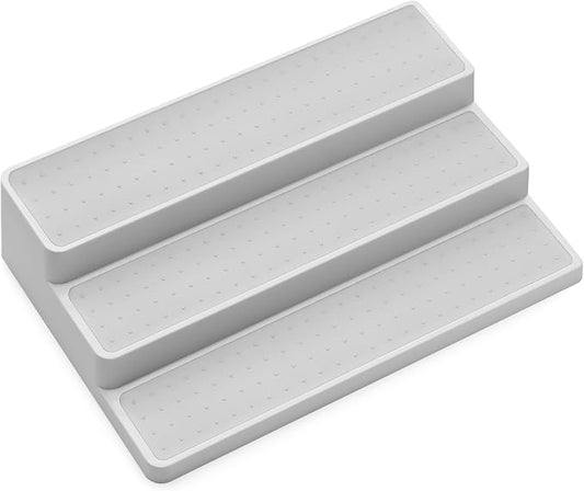 madesmart Shelf Organizer - White | CABINET COLLECTION | 3-Tier Cabinet, Pantry, or Countertop Organizer | Soft-grip Lining and Non-slip Fee | BPA-Free