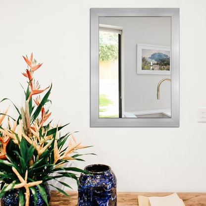Ruomeng Wall Mirror Rectangle Decorative Mirror 12x16 Inch, Nickel