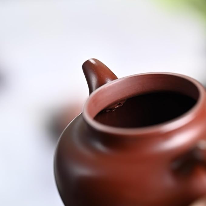 Handmade Purple Clay Teapot Duo Qiu Shape 250ml, Zisha Teapot for Gongfu Tea, Collectible Chinese Teapot for Loose Leaf Tea