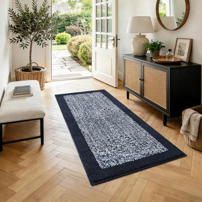 40x24 Bathroom Rugs Non Slip Washable, Soft Absorbent Bath Mat Dark Blue