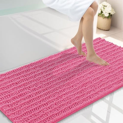 Smiry Bathroom Rugs 44X24, Extra Soft Rubber Backing Chenille Bath Mats