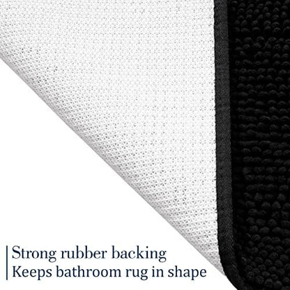 LOCHAS Luxury Bathroom Rug Shaggy Bath Mat 24 x 17 Inch, Black