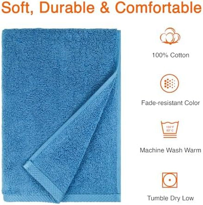 Amazon Basics 2-Piece Quick-Dry Oversize Bath Towel, 100% Cotton, 54" x 30", Lake Blue