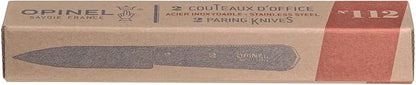Opinel No. 112 Paring Knives 2 Piece Set, Sandvik 12C27 Steel Everyday Use Prep Knives for Chopping, Peeling, Slicing, Trimming, Stabilized Sustainably Harvested Beechwood Handles, Made in France
