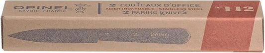 Opinel No. 112 Paring Knives 2 Piece Set, Sandvik 12C27 Steel Everyday Use Prep Knives for Chopping, Peeling, Slicing, Trimming, Stabilized Sustainably Harvested Beechwood Handles, Made in France