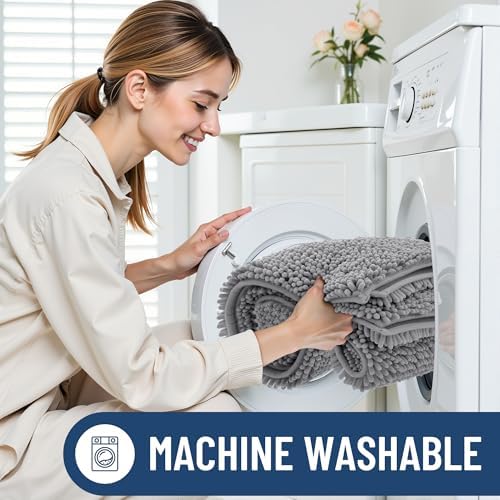 Smiry Bathroom Rugs 30X18, Luxury Chenille Extra Soft Absorbent Bath Mat