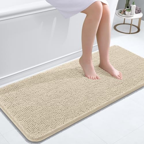 OLANLY Bathroom Runner Rugs 47x20, Extra Soft Absorbent Chenille Bath Rugs