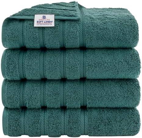 American Soft Linen 100% Cotton Luxury Turkish Towels, 4 PC Bath Towel Set