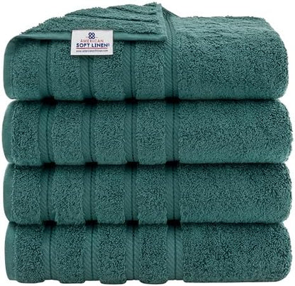 American Soft Linen 100% Cotton Luxury Turkish Towels, 4 PC Bath Towel Set