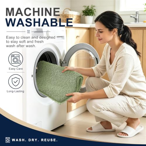 OLANLY Microfiber Bathroom Runner Rugs 70x24, Soft Bath Mat, Sage Green