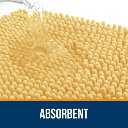 OLANLY Chenille Bathroom Rugs Mats Sets 2 Piece, 24"x16"+24"x20", Yellow