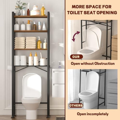 GloTika 4-Tier Over Toilet Storage, Anti-Tilt, 69.3" H, Brown