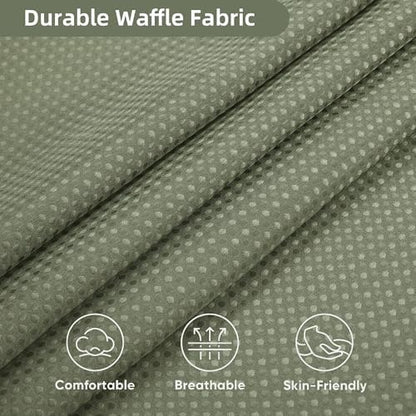 Shower Curtain and Liner Set, 3 in 1 Waffle Shower Curtain Set with 12 Double Sided Shower Curtain Hooks, Fabric Shower Curtains for Bathroom, Green, 72 x 72
