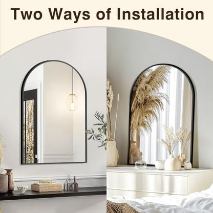 FICTOR 20" x 30" Arched Bathroom Vanity Mirror for Over Sink, Black