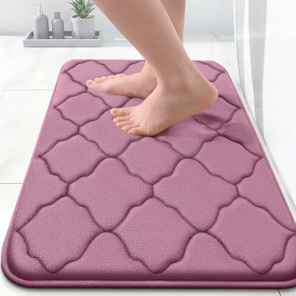 OLANLY Memory Foam Bath Mat Rug 24x16, Ultra Soft Bathroom Rugs, Mauve