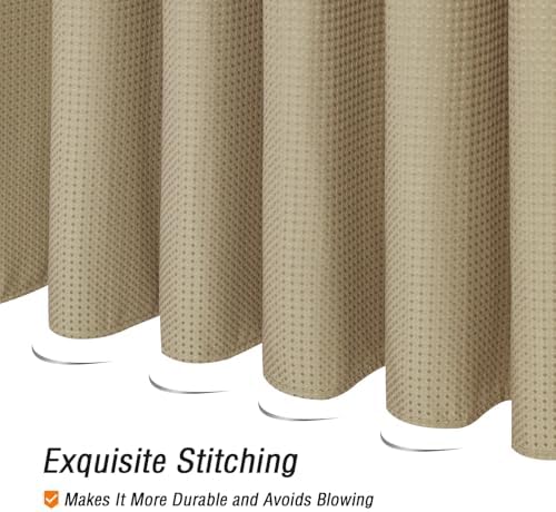 Gibelle 230GSM Heavy Duty Fabric Beige Shower Curtain, 72 X 72