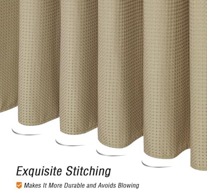 Gibelle 230GSM Heavy Duty Fabric Beige Shower Curtain, 72 X 72