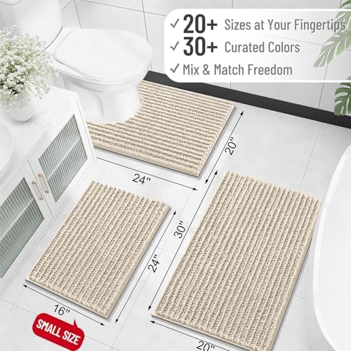 OLANLY Bathroom Runner Rugs 47x17, Thick Soft Absorbent Chenille Bath Rugs