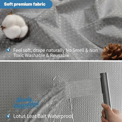 2-in-1 Waterproof Fabric Shower Curtain - No Separate Liner Needed, Hotel-Style Waffle Weave, Effortless Cleaning & Washable Bathroom Shower Curtain Set,72Wx96H,Grey