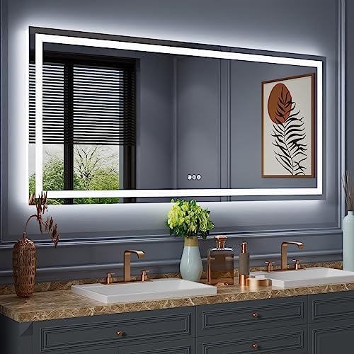 Amorho LED Bathroom Mirror, 77"X36" with Front Light and Backlit