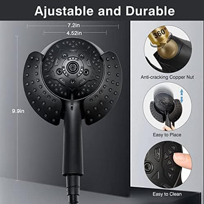 INAVAMZ 2 in 1 Shower Head with Handheld Combo High Pressure Black 1.8 GPM
