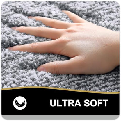 OLANLY Large Bathroom Rugs 47x32, Absorbent Microfiber Bath Rugs, Dark Grey