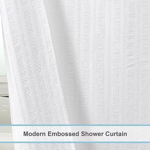 Aiyufeng Moga White Fabric Shower Curtain 90 Inch Extra Long for Bathroom