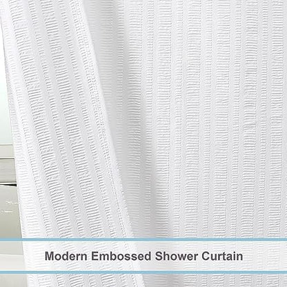 Aiyufeng Moga White Fabric Shower Curtain 72 Inch Long for Bathroom